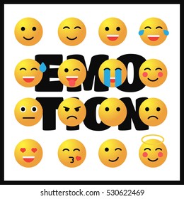 Emoticon vector set. Emoticon icons in flat style