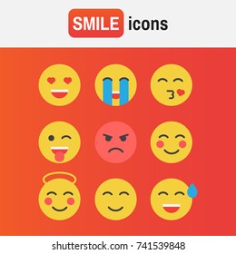 Emoticon vector set. Emoticon icons in flat style. Emoticon collection