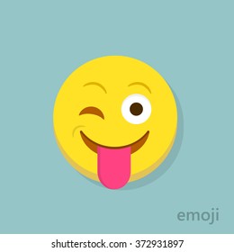 Emoticon vector. Emoticon with stuck out tongue and winking eye