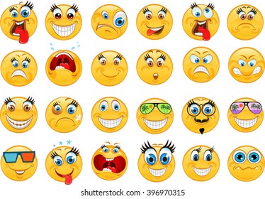 Emoticon Vector style smile face icons