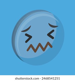 Emoticon very cold until sick with blue colour icon 3d eps editable