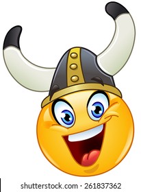 Emoticon with a Viking helmet