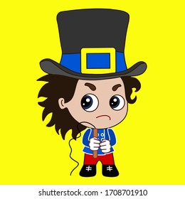 emoticon with vintage grumpy tiger tamer with a whip that forces his animals to do some tricks, retro lion handler boy wearing a top hat while holding a knout