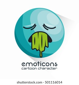 emoticon vomiting sad design