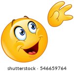 Emoticon waving up to the sky