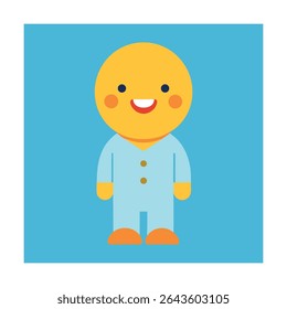 Emoticon Wearing Cute Pajamas and Smiling