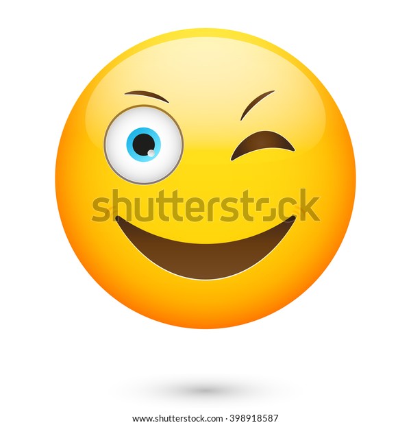 Emoticon Wink Smile Isolated Vector Illustration Stock Vector (Royalty ...