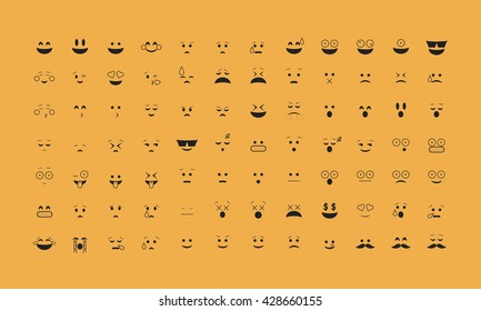 Emoticon without outline vector. Emoji vector. Smile icon set.  Emoticon icon web - stock vector.
