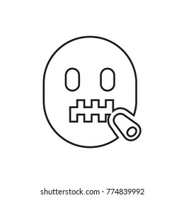 emoticon with zipper mouth icon illustration isolated vector sign symbol