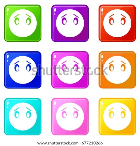 Emoticons of 9 color set isolated vector illustration