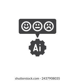 Emoticons with AI element vector icon. filled flat sign for mobile concept and web design. Sentiment Analysis glyph icon. Symbol, logo illustration. Vector graphics