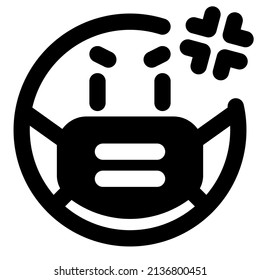 Emoticons mit einem angelsächsischen Ausdruck mit der Maske