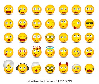 Emoticons. Big set on white background. Emoji vector illustration