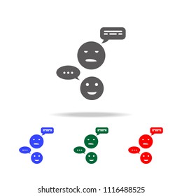 emoticons with a bubble of communication icon. Elements of conversation in multi colored icons. Premium quality graphic design icon. Simple icon for websites and web design on white background