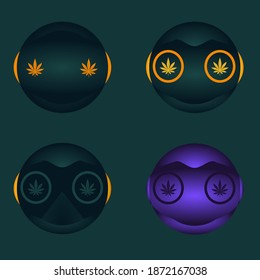 Emoticons Cannabis Marijuana Weed Ganja Cool For Logo Icon Mascot Sticker Our Brand