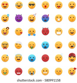 Emoticons. Cartoon emoji set. Modern creative characters in flat style