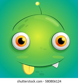 Emoticons cartoon on the faces of a monster.vector icon cute square. 