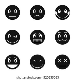 Emoticons for chatting icons set. Simple illustration of 9 emoticons for chatting vector icons for web