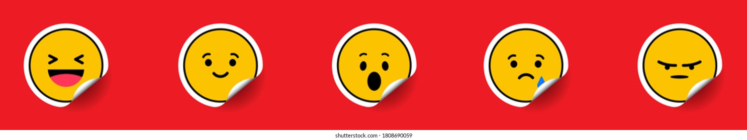 Emoticons. Emoticons collection. Emojis faces in sticker shape. Vector illustration