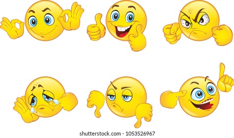 Emoticons Collection Illustration Anthropomorphic Smiley Face Stock ...