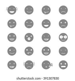 Emoticons Collection. Set of Emoji. Flat monochrome style. Different Emoticons. Vector illustration