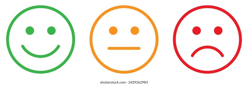 Emoticons color icons. Happy and sad emoji. Vector illustration
