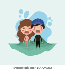 emoticons couple in the field kawaii characters