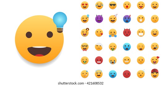 Emoticons Creative Flat Set. Emoticons vector illustration. Emoji isolated on white background. Emoji illustration. Modern emoticon vector.
