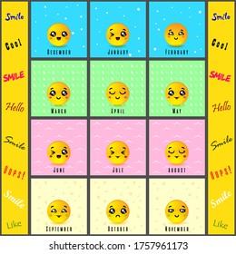 Emoticons with different emotions. Vector graphics. Smilies at different times of the year.