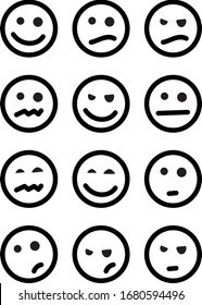 Emoticons with different expressions of emotions