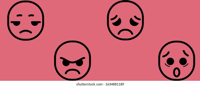 emoticons "Different negative emotions" on a colored background