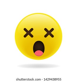  Emoticons. Emoji. 3d vector illustration on white background. Smile Screaming in Fear Emoticon.