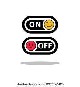 Emoticons, Emoji Icons On Off Vector Illustration.