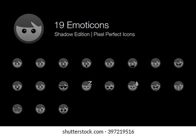 Emoticons Emoji Pixel Perfect Icons Shadow Edition