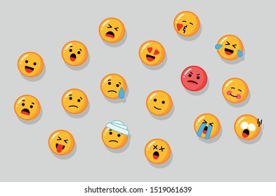 emoticons emoji vector collection set