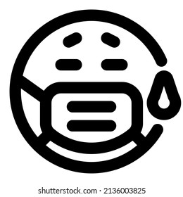 emoticons with a expression of sad and crying with a mask on