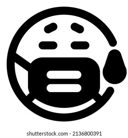 emoticons with a expression of sad and crying with a mask on