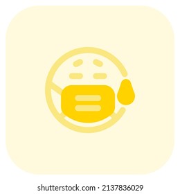 Emoticons mit einem Ausdruck traurig und weinend mit einer Maske auf