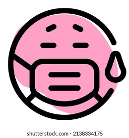 emoticons with a expression of sad and crying with a mask on