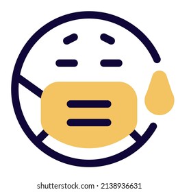 emoticons with a expression of sad and crying with a mask on
