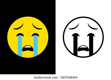 Emoticons face expression on color and line black color design concept. Very suitable in various business purposes, also for icon, symbol and many more.