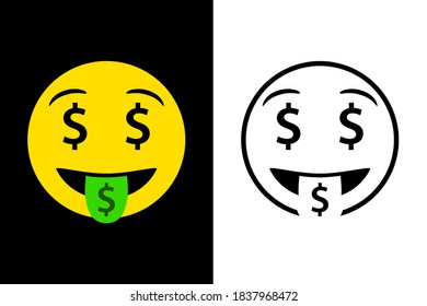 Emoticons face expression on color and line black color design concept. Very suitable in various business purposes, also for icon, symbol and many more.