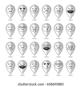 Emoticons. Flat icons. Smile with a beard, different emotions, moods. Vector illustration