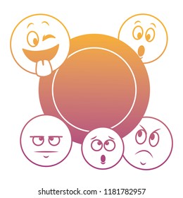 Emoticons frame concept rainbow lines