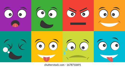 Emoticons, funny emoticons. Vector, cartoon illustration of joyful and sad emotions. Vector.