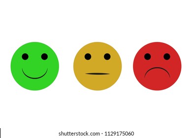 Emoticons of happiness, indifference and sadness.