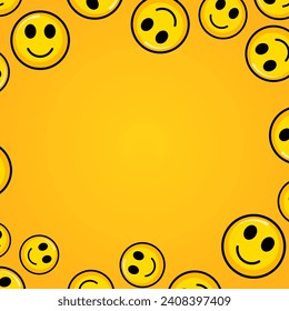 Emoticons with happy emotions symbol. Social media background.