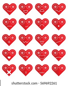 Emoticons heart set. glasses heart vector illustration.