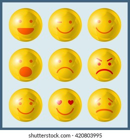 Emoticons icon. Emoji icons set. Vector illustration