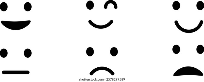 Emoticons icon set. emoji feedback icon set rating happy neutral sad emoji emotions icons. Different emoji symbol Vector Illustration
